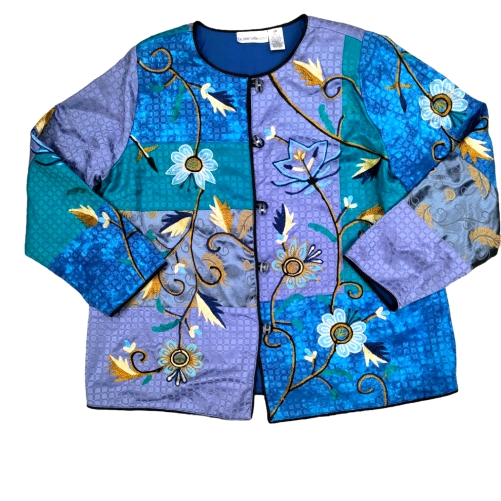 Draper's & Damon's Jacquard/Blazer Women 1X Japanese Embroidered Patchwork